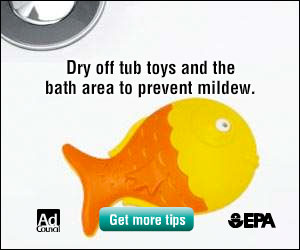 Dry off tub toys and the bath area to prevent mildew.